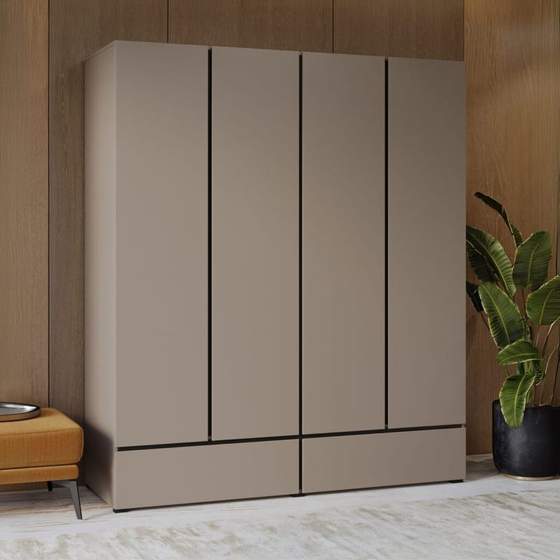 Vaatekaappi Cross S 4 ovea ja 2 laatikkoa - Kongo - Säilytys - Vaatesäilytys - Vaatekaappi