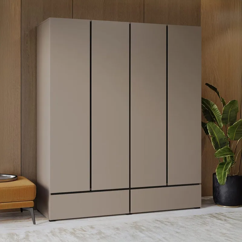 Vaatekaappi Cross S 4 ovea ja 2 laatikkoa - Kongo - Säilytys - Vaatesäilytys - Vaatekaappi