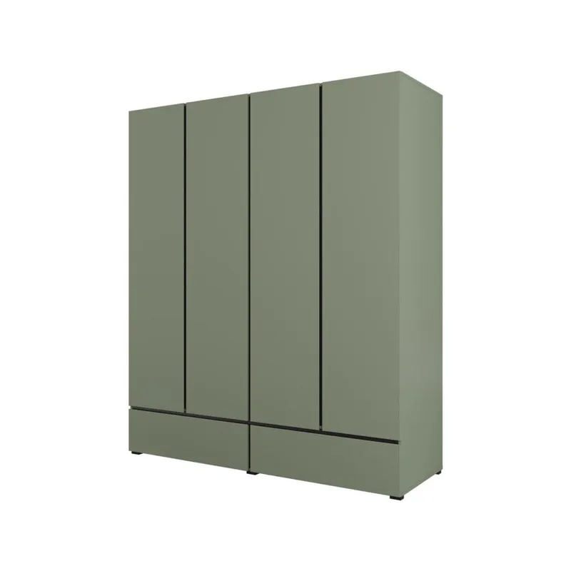 Vaatekaappi Cross S 4 ovea ja 2 laatikkoa, Vihreä
