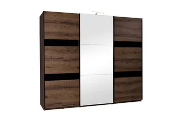 Vaatekaappi Denver 250x68,5x215 cm - Ruskea / Valkoinen - Säilytys - Vaatesäilytys - Vaatekaappi