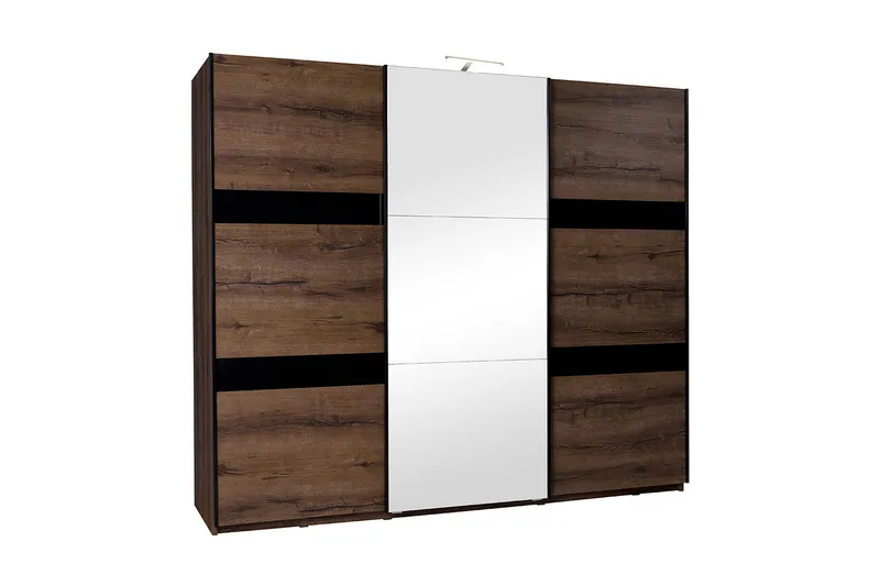 Vaatekaappi Denver 250x68,5x215 cm, Ruskea / Valkoinen
