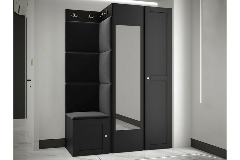 Dunvegan Garderob m. Spegel Black - Säilytys - Vaatesäilytys - Vaatekaappi