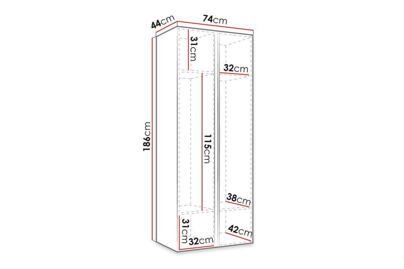 Dunvegan Garderob m. Spegel Black - Säilytys - Vaatesäilytys - Vaatekaappi