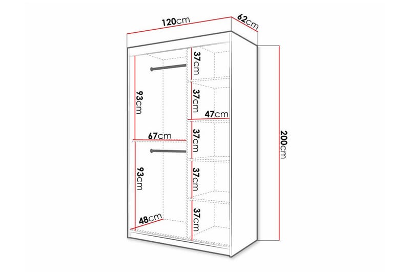 Dunvegan vaatekaappi 120 cm maalattua puuta - Valkoinen - Säilytys - Vaatesäilytys - Vaatekaappi