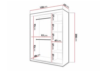Dunvegan vaatekaappi 150 cm maalattua puuta - Valkoinen - Säilytys - Vaatesäilytys - Vaatekaappi