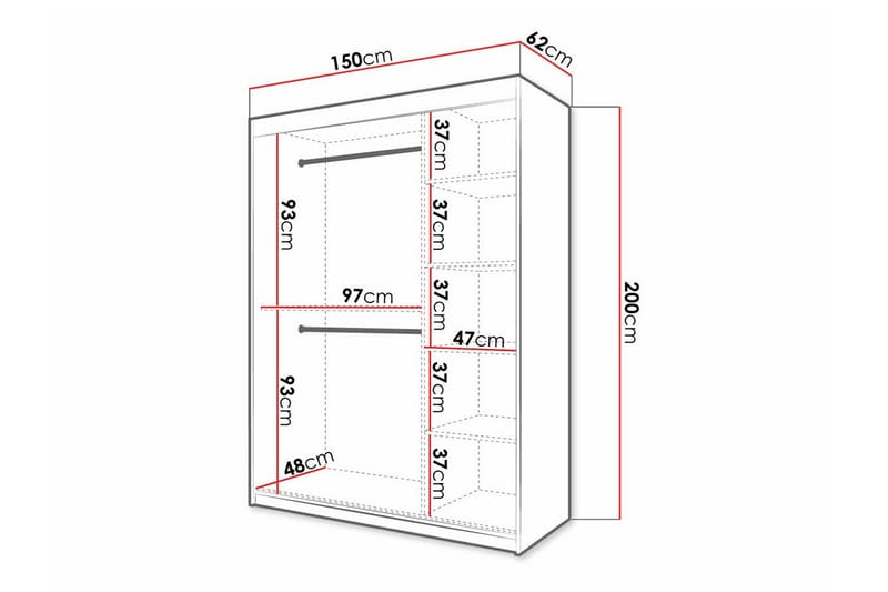 Dunvegan vaatekaappi 150 cm maalattua puuta - Valkoinen - Säilytys - Vaatesäilytys - Vaatekaappi
