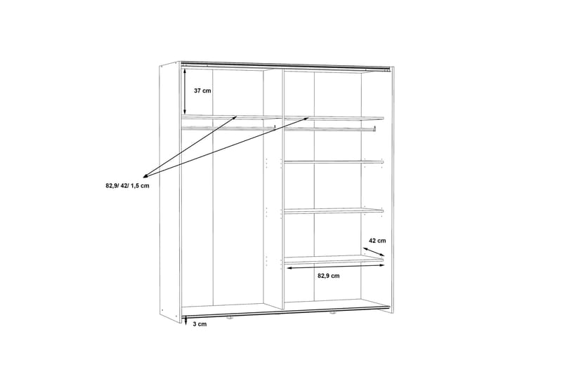 Edessa suorakaiteen muotoinen vaatekaappi liukuovilla 62x171 cm puuta - Valkoinen - Säilytys - Vaatesäilytys - Vaatekaappi