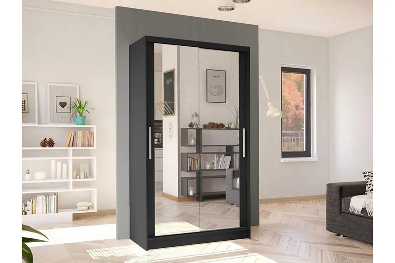 Glenmore Garderob m. Spegel Black - Säilytys - Vaatesäilytys - Vaatekaappi