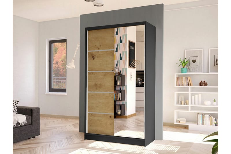 Glenmore Garderob m. Spegel Black - Säilytys - Vaatesäilytys - Vaatekaappi