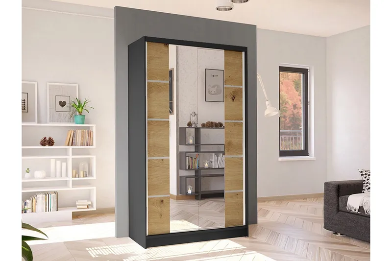 Glenmore Garderob m. Spegel Black - Säilytys - Vaatesäilytys - Vaatekaappi