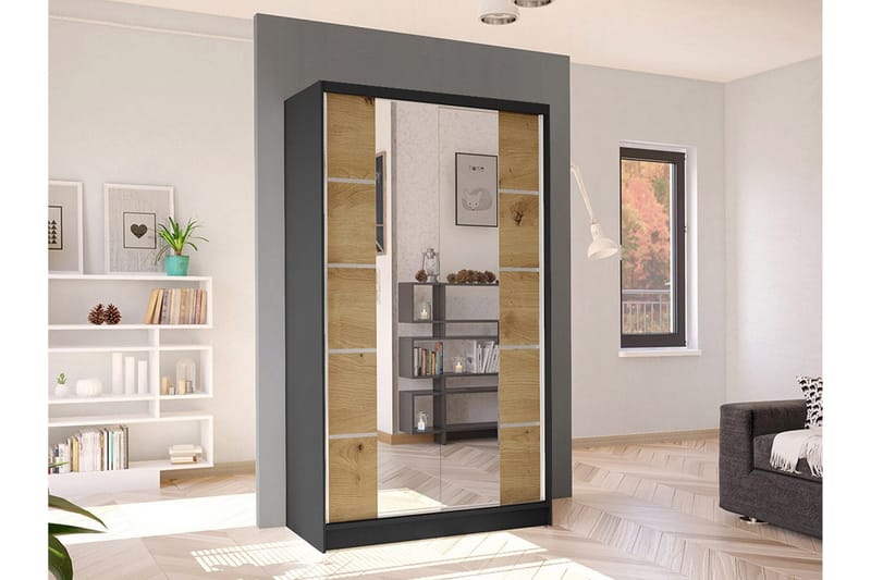 Glenmore Garderob m. Spegel Black - Säilytys - Vaatesäilytys - Vaatekaappi