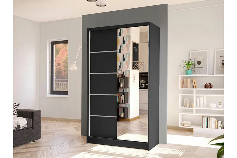 Glenmore Garderob m. Spegel Black - Säilytys - Vaatesäilytys - Vaatekaappi