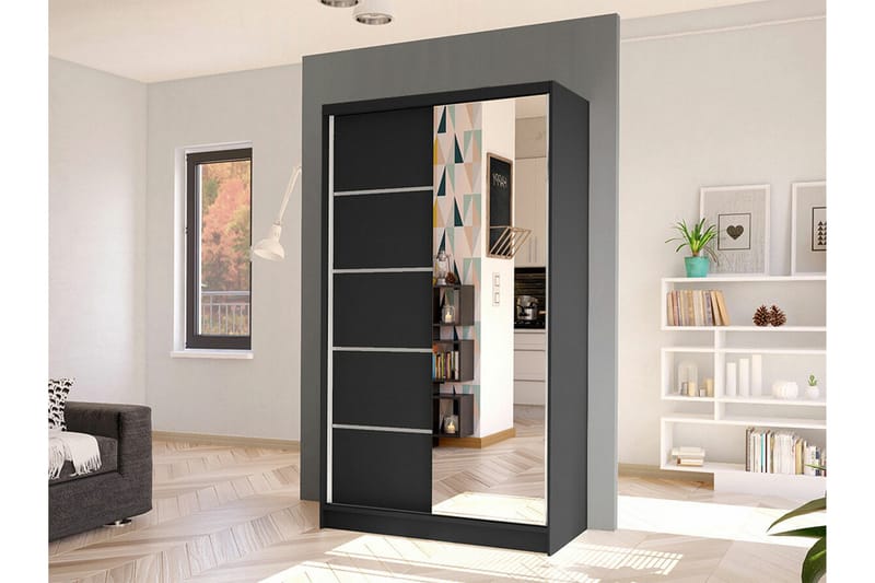Glenmore Garderob m. Spegel Black - Säilytys - Vaatesäilytys - Vaatekaappi