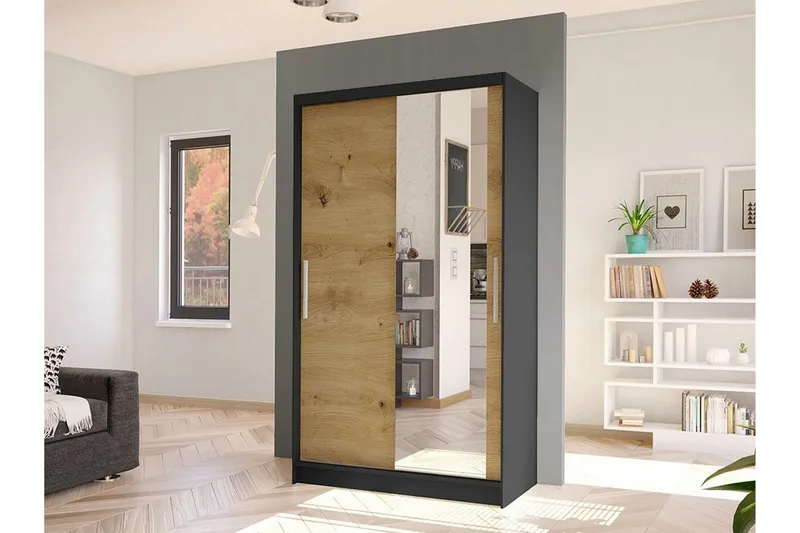 Glenmore Garderob m. Spegel Black - Säilytys - Vaatesäilytys - Vaatekaappi