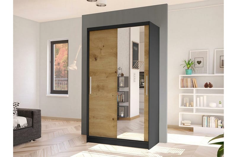 Glenmore Garderob m. Spegel Black - Säilytys - Vaatesäilytys - Vaatekaappi