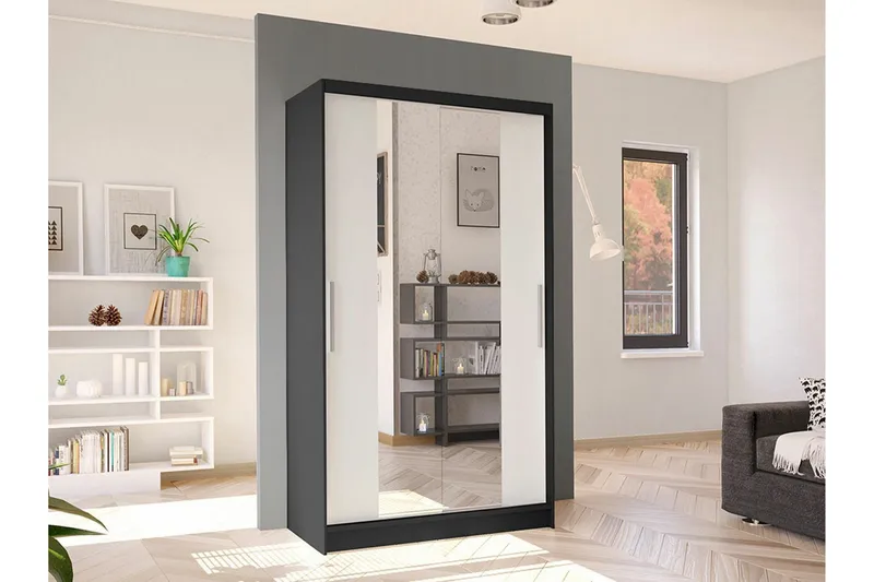 Glenmore Garderob m. Spegel White - Säilytys - Vaatesäilytys - Vaatekaappi