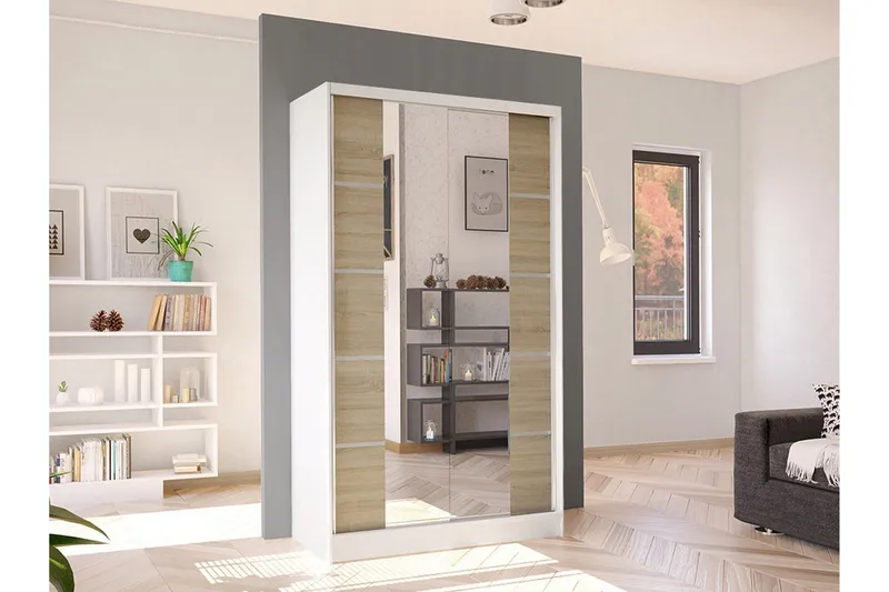 Glenmore Garderob m. Spegel White - Säilytys - Vaatesäilytys - Vaatekaappi