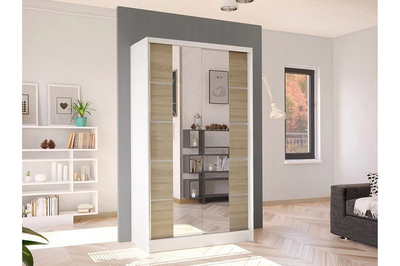 Glenmore Garderob m. Spegel White - Säilytys - Vaatesäilytys - Vaatekaappi