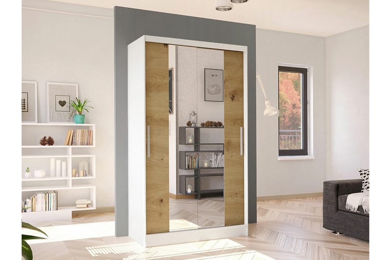 Glenmore Garderob m. Spegel White - Säilytys - Vaatesäilytys - Vaatekaappi