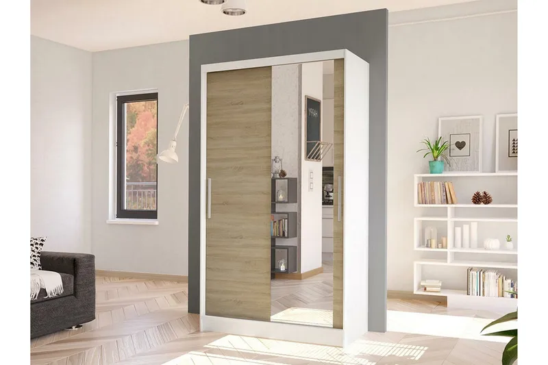 Glenmore Garderob m. Spegel White - Säilytys - Vaatesäilytys - Vaatekaappi