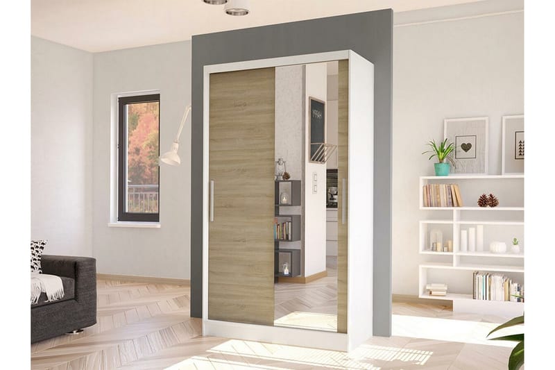 Glenmore Garderob m. Spegel White - Säilytys - Vaatesäilytys - Vaatekaappi