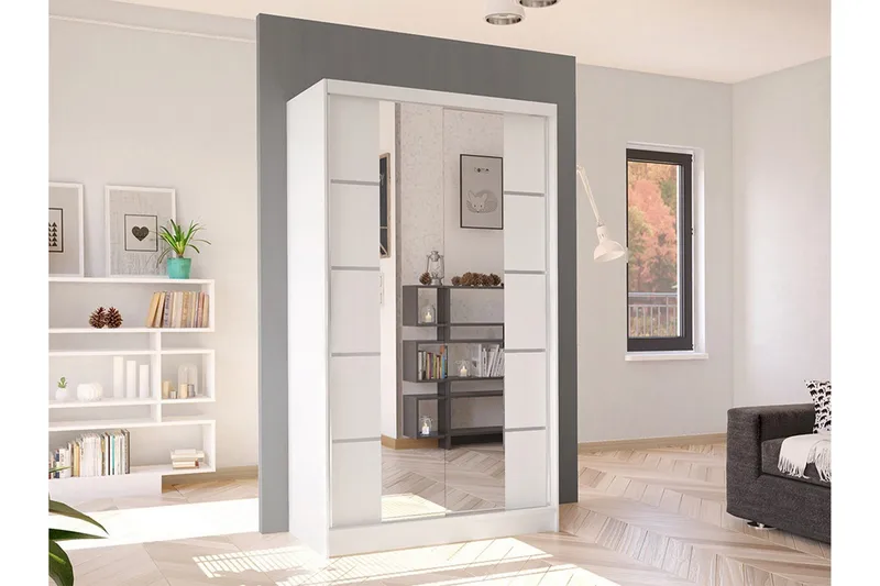 Glenmore Garderob m. Spegel White - Säilytys - Vaatesäilytys - Vaatekaappi