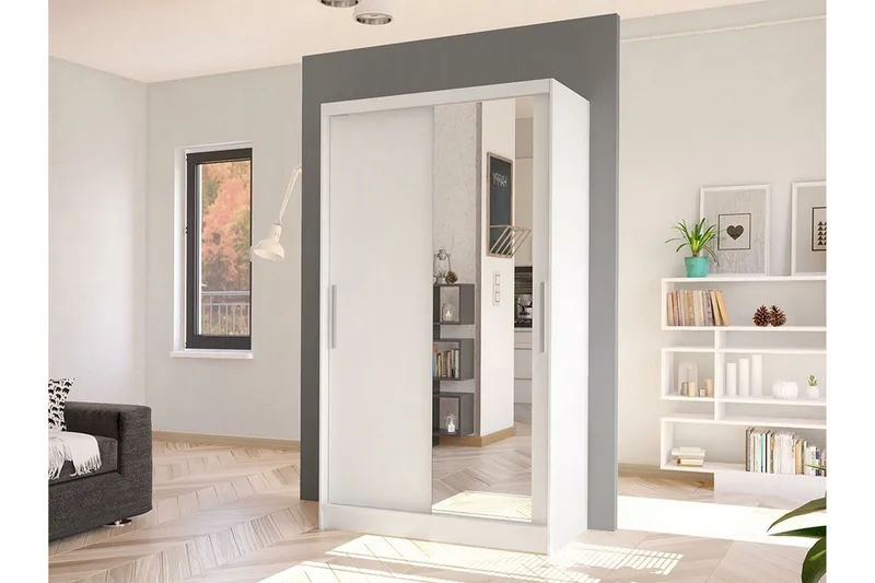 Glenmore Garderob m. Spegel White - Säilytys - Vaatesäilytys - Vaatekaappi