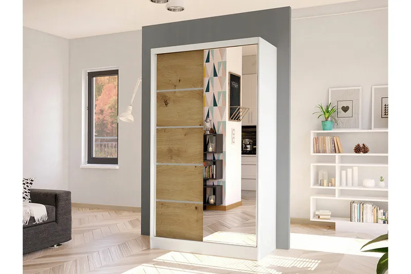 Glenmore Garderob m. Spegel White - Säilytys - Vaatesäilytys - Vaatekaappi