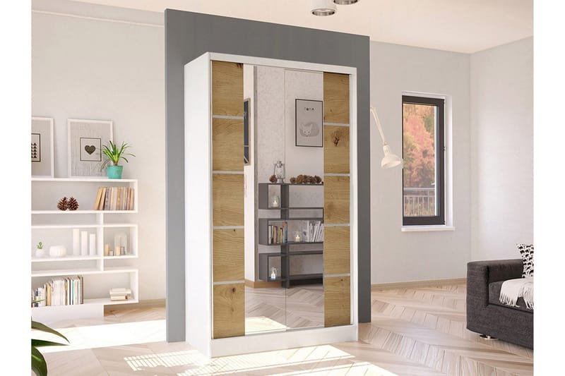 Glenmore Garderob m. Spegel White - Säilytys - Vaatesäilytys - Vaatekaappi