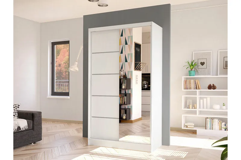 Glenmore Garderob m. Spegel White - Säilytys - Vaatesäilytys - Vaatekaappi