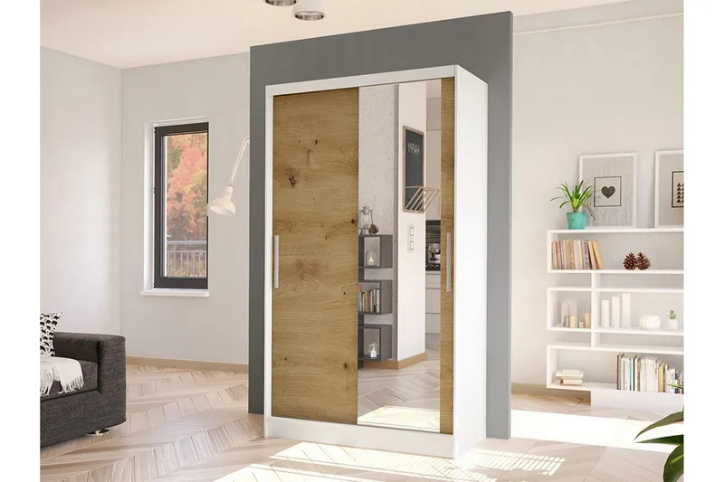 Glenmore Garderob m. Spegel White - Säilytys - Vaatesäilytys - Vaatekaappi