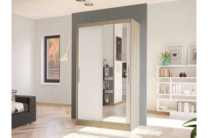 Glenmore Garderob m. Spegel White - Säilytys - Vaatesäilytys - Vaatekaappi