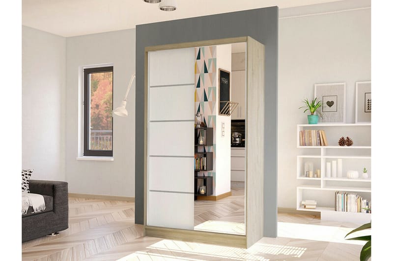 Glenmore Garderob m. Spegel White - Säilytys - Vaatesäilytys - Vaatekaappi