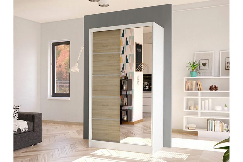 Glenmore Garderob m. Spegel White - Säilytys - Vaatesäilytys - Vaatekaappi