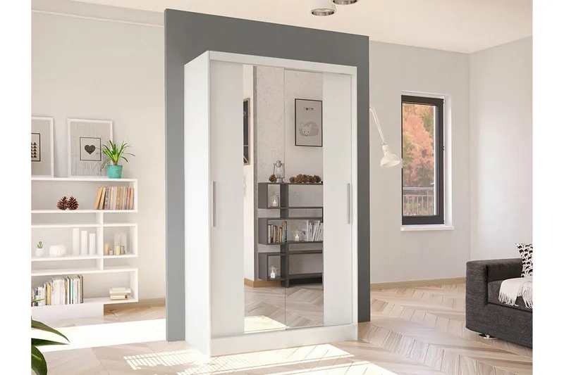 Glenmore Garderob m. Spegel White - Säilytys - Vaatesäilytys - Vaatekaappi