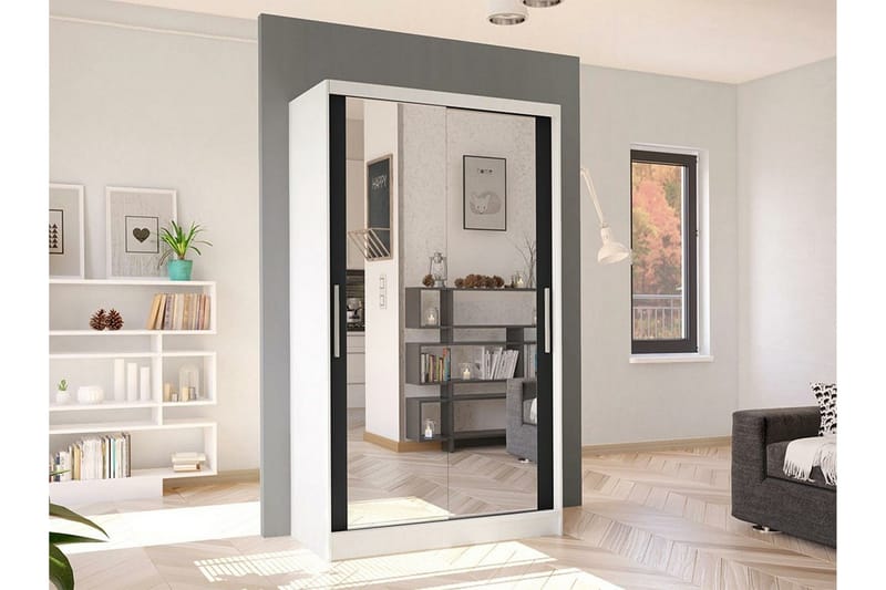 Glenmore Garderob m. Spegel White - Säilytys - Vaatesäilytys - Vaatekaappi