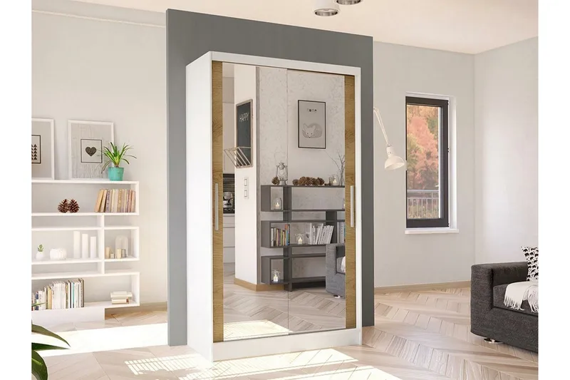 Glenmore Garderob m. Spegel White - Säilytys - Vaatesäilytys - Vaatekaappi