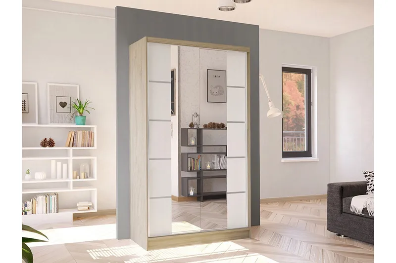 Glenmore Garderob m. Spegel White - Säilytys - Vaatesäilytys - Vaatekaappi