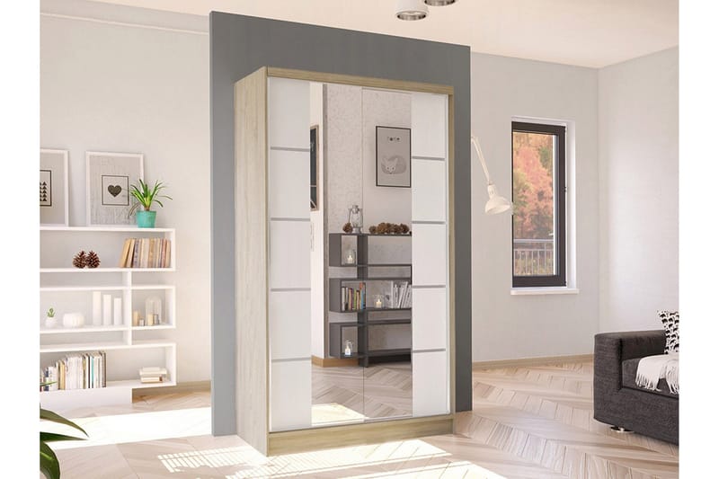 Glenmore Garderob m. Spegel White - Säilytys - Vaatesäilytys - Vaatekaappi