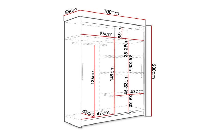 Glenmore Garderob White - Säilytys - Vaatesäilytys - Vaatekaappi