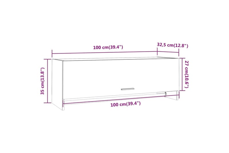 Vaatekaappi harmaa Sonoma 100x32,5x35 cm tekninen puu - Harmaa - Säilytys - Vaatesäilytys - Vaatekaappi