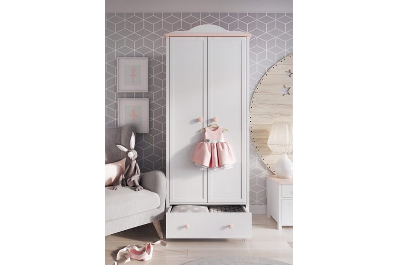 Hilts vaatekaappi 85x196 cm puuta - Valkoinen - Säilytys - Vaatesäilytys - Vaatekaappi