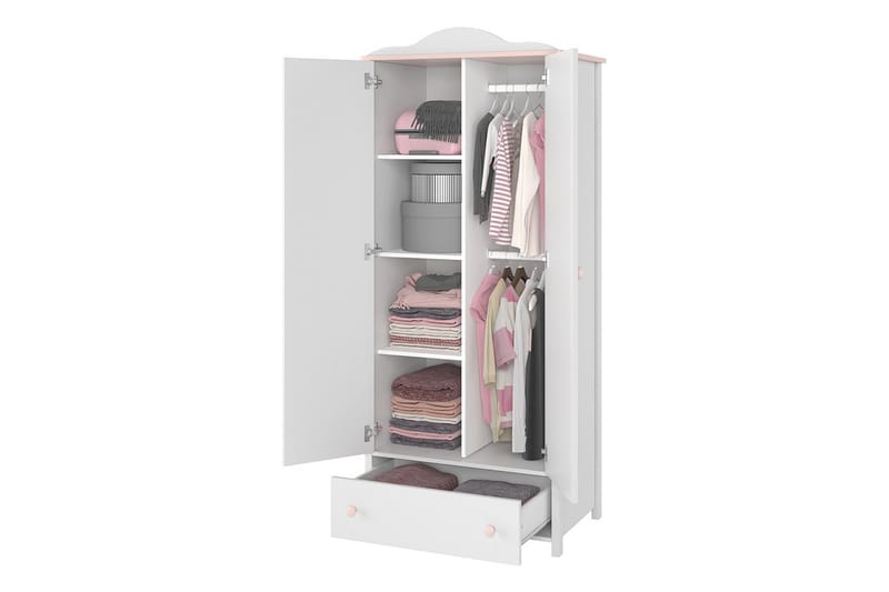 Hilts vaatekaappi 85x196 cm puuta - Valkoinen - Säilytys - Vaatesäilytys - Vaatekaappi
