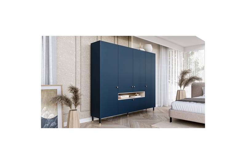 Vaatekaappi Includo 240x205 cm - Sininen - Säilytys - Vaatesäilytys - Vaatekaappi