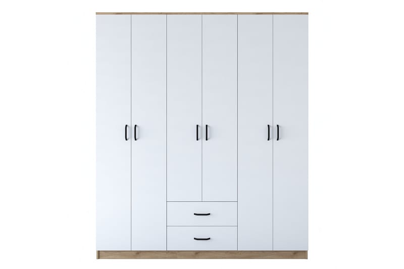 Jabhar Vaatekaappi 180x210 cm Ruskea/Valkoinen - Hanah Home - Säilytys - Vaatesäilytys - Vaatekaappi