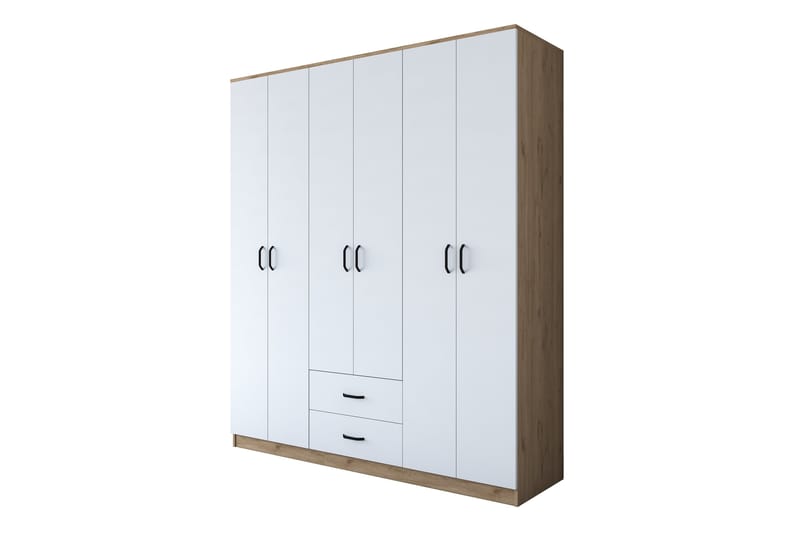 Jabhar Vaatekaappi 180x210 cm Ruskea/Valkoinen - Hanah Home - Säilytys - Vaatesäilytys - Vaatekaappi