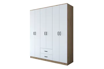 Jabhar Vaatekaappi 180x210 cm Ruskea/Valkoinen - Hanah Home - Säilytys - Vaatesäilytys - Vaatekaappi