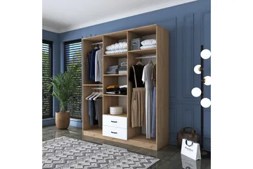 Jabhar Vaatekaappi 180x210 cm Ruskea/Valkoinen - Hanah Home - Säilytys - Vaatesäilytys - Vaatekaappi