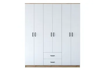 Jabhar Vaatekaappi 180x210 cm Ruskea/Valkoinen - Hanah Home - Säilytys - Vaatesäilytys - Vaatekaappi