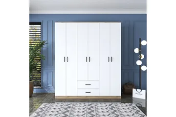 Jabhar Vaatekaappi 180x210 cm Ruskea/Valkoinen - Hanah Home - Säilytys - Vaatesäilytys - Vaatekaappi